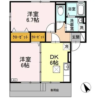 ヴィル グリシーヌ AB【1階】の間取り