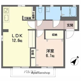 アンソレーユB【1階】の間取り