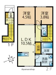 ドゥウェル信濃A【205号室】の間取り