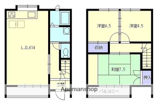 北原タウンハウスC【1号室号室】の間取り