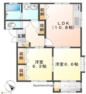 グリーンライム【B号室号室】の間取り
