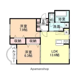 富山県富山市西長江1丁目【マンション】の間取り
