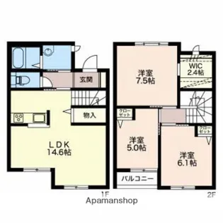 富山県富山市下冨居2丁目【テラスハウス】の間取り