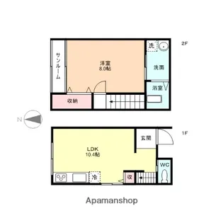 富山県富山市萩原【テラスハウス】の間取り