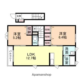 富山県富山市上赤江町1丁目【アパート】の間取り