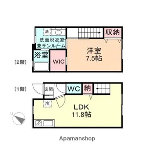 富山県富山市石坂【アパート】の間取り
