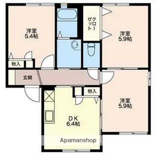 富山県富山市西公文名【アパート】の間取り