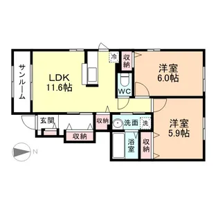 インフィニティーC【1階】の間取り