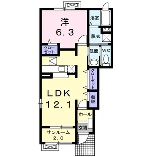 シエル黒瀬Ⅱ【1階】の間取り