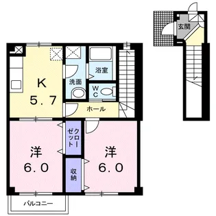 アムールⅡC【2階】の間取り
