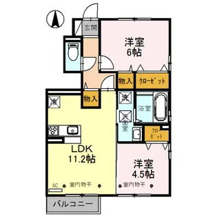 グレイスナレッジ舟橋【1階】の間取り