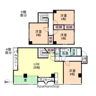 ベルヴィー カワカミ【4階】の間取り