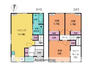富山県富山市稲代【テラスハウス】の間取り