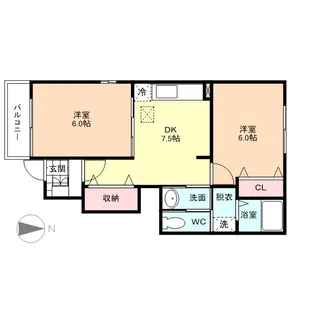 エレガンス・ヤツオB【1階】の間取り