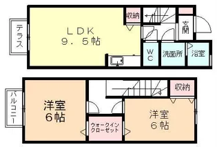 富山県富山市豊田本町3丁目【テラスハウス】の間取り