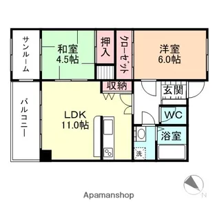 ラウンドパレス【410号室】の間取り