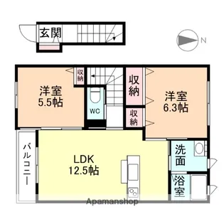 富山県富山市豊若町3丁目【アパート】の間取り