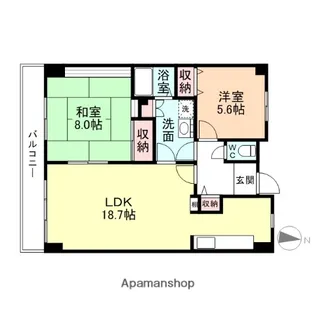 花見橋ハイツ【6階】の間取り