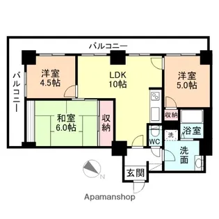 信開アーバンシティセントラル【8階】の間取り
