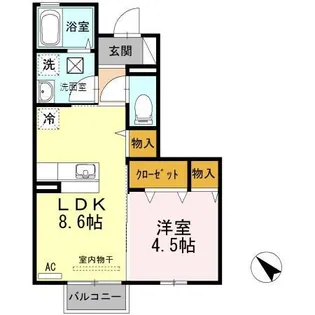 DーROOM下堀【1階】の間取り