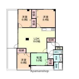 モンセーヌ堀川【4階】の間取り