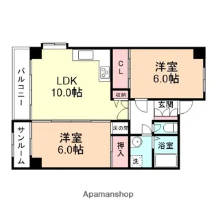 ラウンドパレス【211号室】の間取り