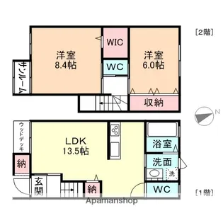 富山県富山市城川原1丁目【テラスハウス】の間取り