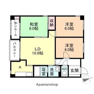 2LDKの間取り画像