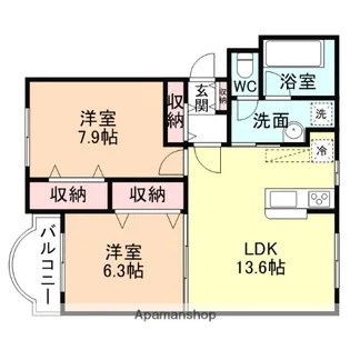 富山県富山市西長江1丁目【マンション】の間取り