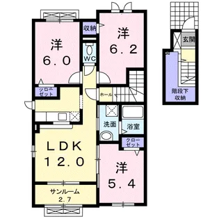 ヴィー・ボヌール【2階】の間取り
