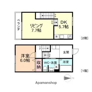 富山県富山市田中町5丁目【アパート】の間取り
