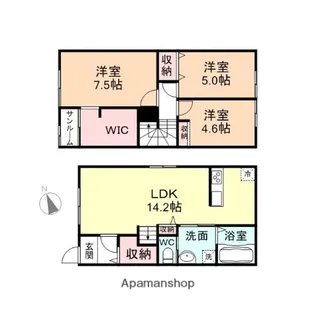 富山県富山市犬島4丁目【テラスハウス】の間取り