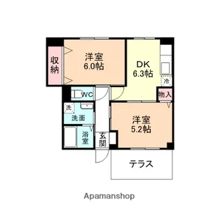ラトゥールボワⅡ【102号室】の間取り