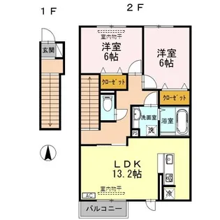 ルミエール B【2階】の間取り