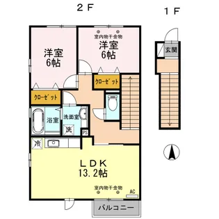 ルミエール B【2階】の間取り