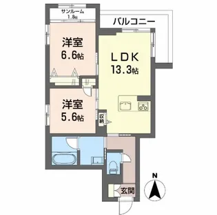ウィステリア蜷川【1階】の間取り