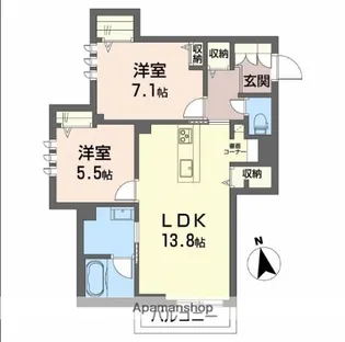 2LDKの間取り画像