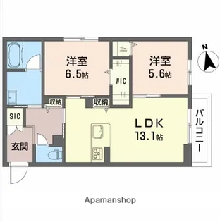 2LDKの間取り画像