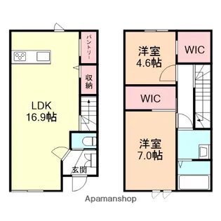 富山県富山市手屋3丁目【テラスハウス】の間取り