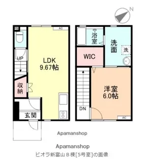 ビオラ新富山B棟【6号室】の間取り