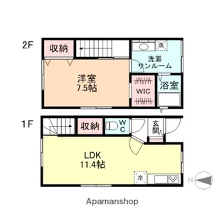富山県富山市常盤台【テラスハウス】の間取り