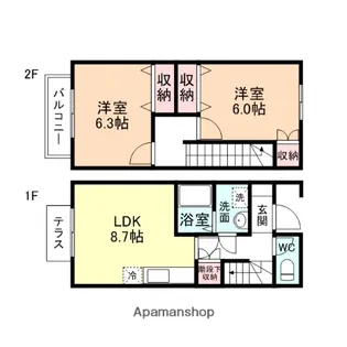 富山県富山市本郷新【テラスハウス】の間取り