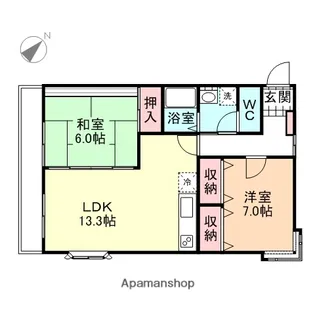 ベルクレエ長江【1階】の間取り