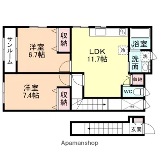 コンチネンタル立山B【201号室】の間取り