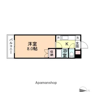 スターコート神通【308号室】の間取り
