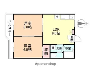 ハイツ呉羽苑【201号室】の間取り