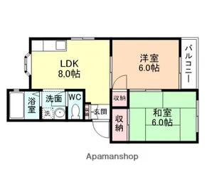 スカイコーポ西尾崎 B棟【101号室】の間取り