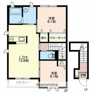 ボワ・デ・ボヌールB【2階】の間取り