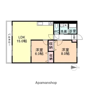 2LDKの間取り画像