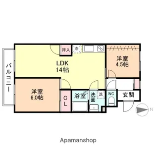 カントリーホーム粟島【2階】の間取り